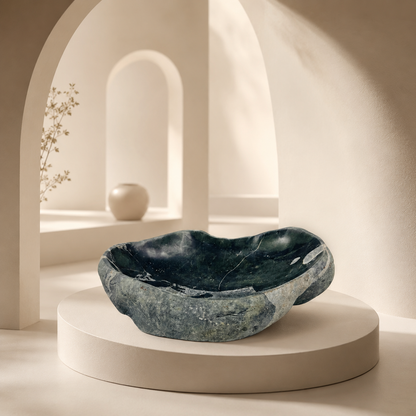 White Marked Bowl - Riverstone
