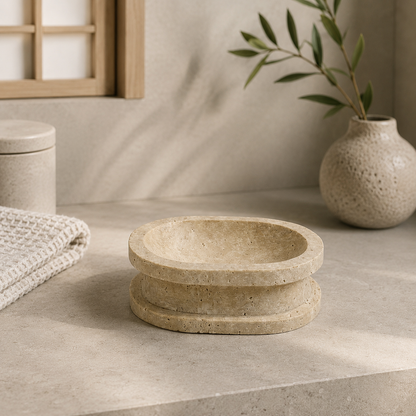 Double Sided Soap Dish - Travertine