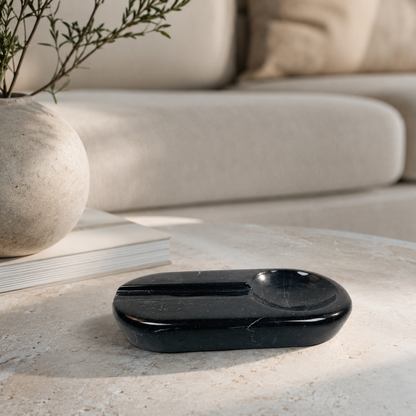 Oval Marble Ash Tray - Black