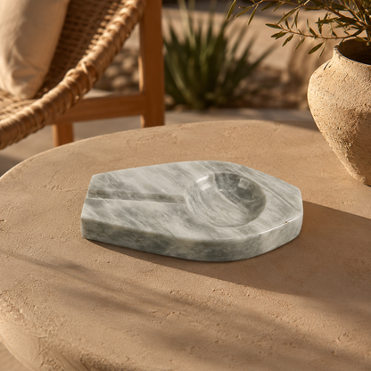 Marble Streaked Ash Tray - Gray