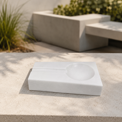 Minimal Marble Ash Tray - White