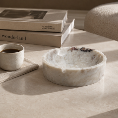Lube Marble Ashtray - Red & White
