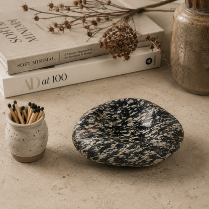 Black & White Grazed Ash Tray - Riverstone