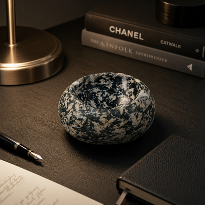 Black & White Specked Ash Tray - Riverstone