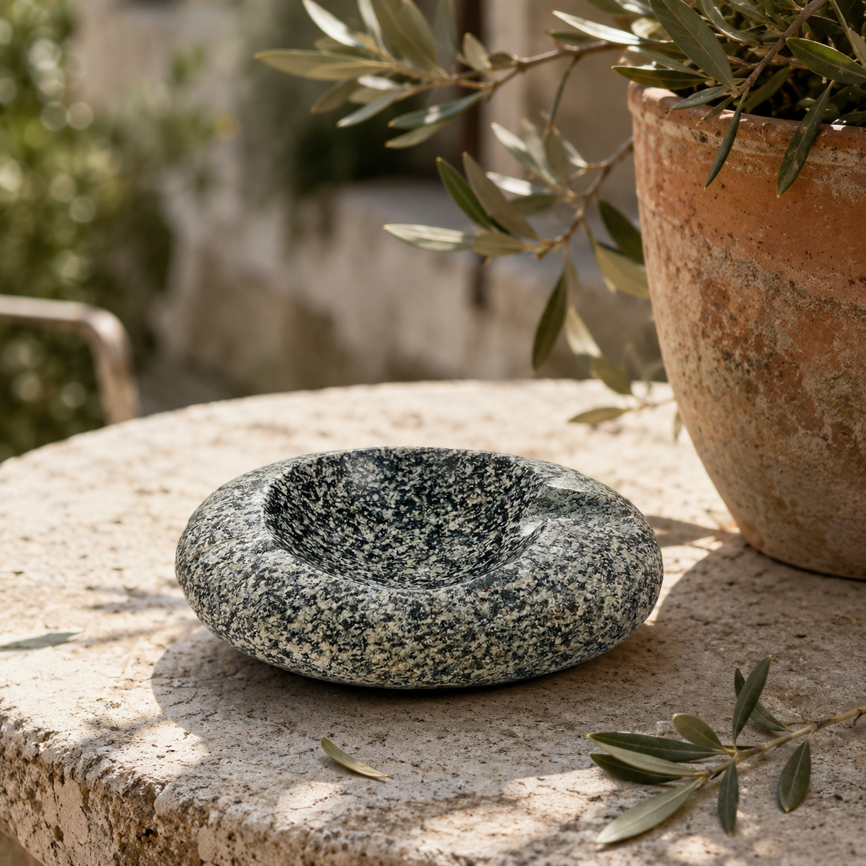 Black Speckled Ash Tray - Riverstone