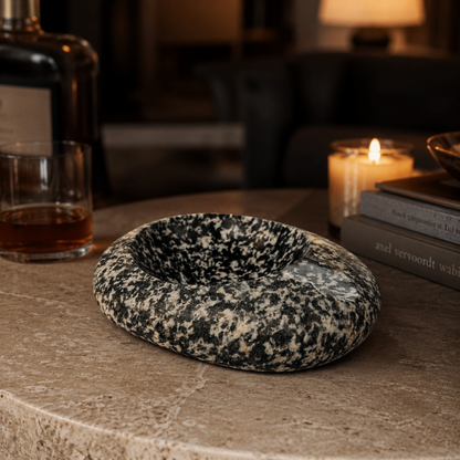 Black Splashed Ash Tray - Riverstone
