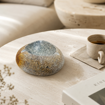 Brown Marked Ash Tray - River Stone