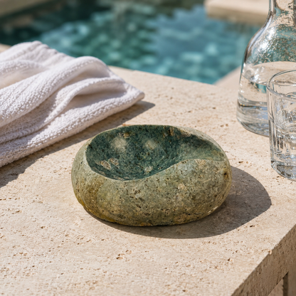 Emerald Green Tainted Ash Tray - River Stone