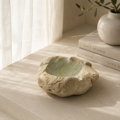 Light Green Hued Ash Tray - River Stone