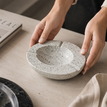 Light Grey Grained Ash Tray - River Stone