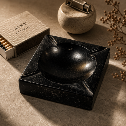 Square Marble Ash Tray - Black