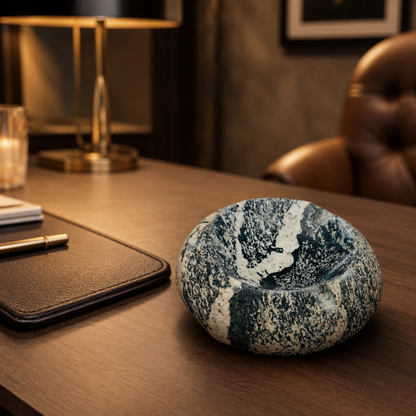 White Stroke Ash Tray - River Stone