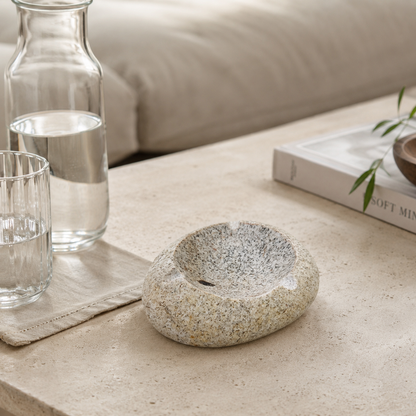 Spotted Eggshell Ash Tray -River Stone