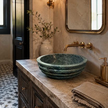 Imperial Plum Marble Sink - Green