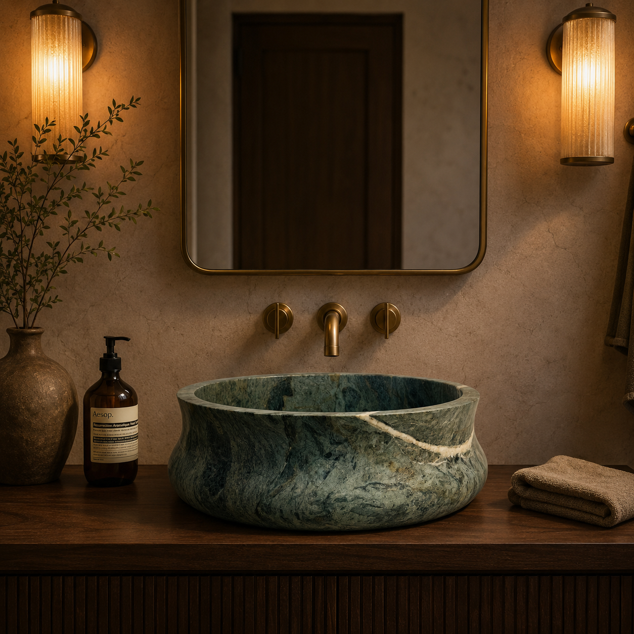 Aura Marble Sink - Green