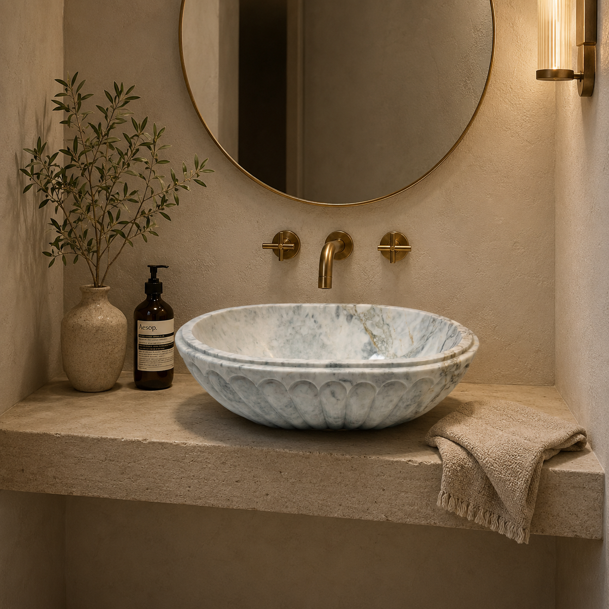 Mist & Gold Carved Sink