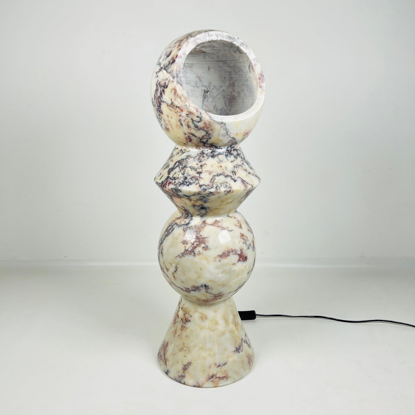 Slender Totem Table Lamp / Floor Lamp - Red & White