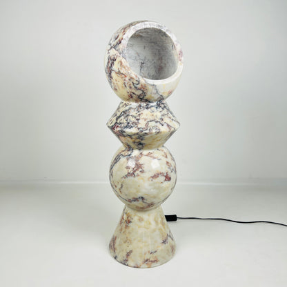 Slender Totem Table Lamp / Floor Lamp - Red & White
