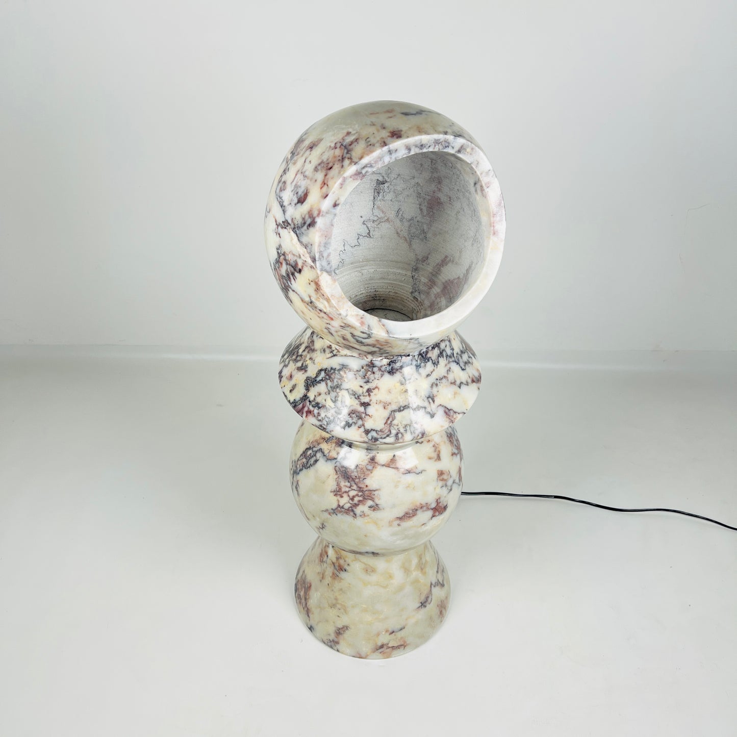 Slender Totem Table Lamp / Floor Lamp - Red & White