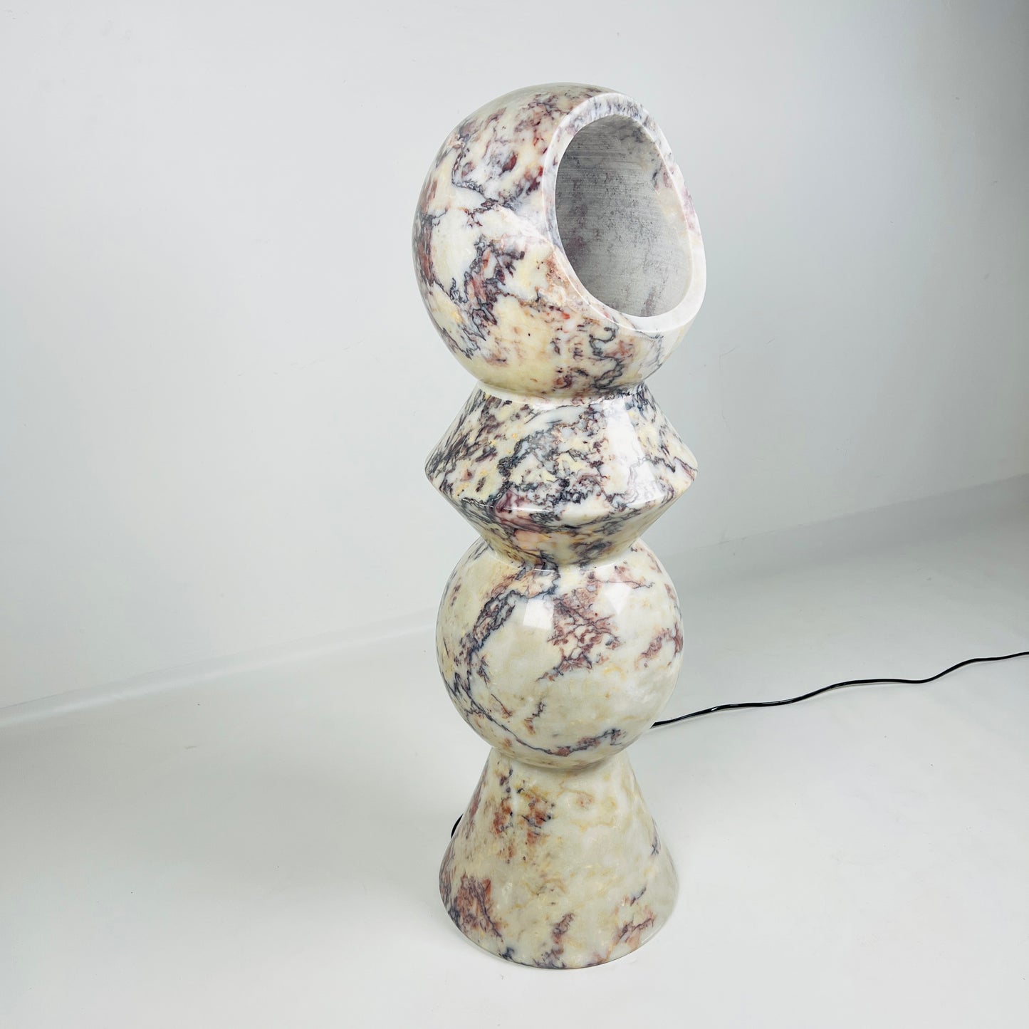 Slender Totem Table Lamp / Floor Lamp - Red & White