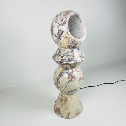 Slender Totem Table Lamp / Floor Lamp - Red & White