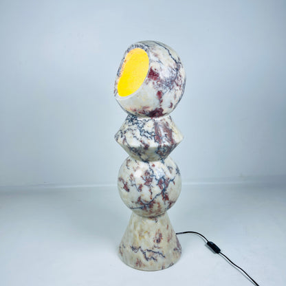 Slender Totem Table Lamp / Floor Lamp - Red & White