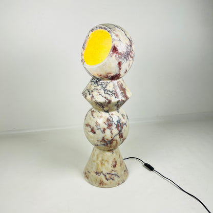 Slender Totem Table Lamp / Floor Lamp - Red & White