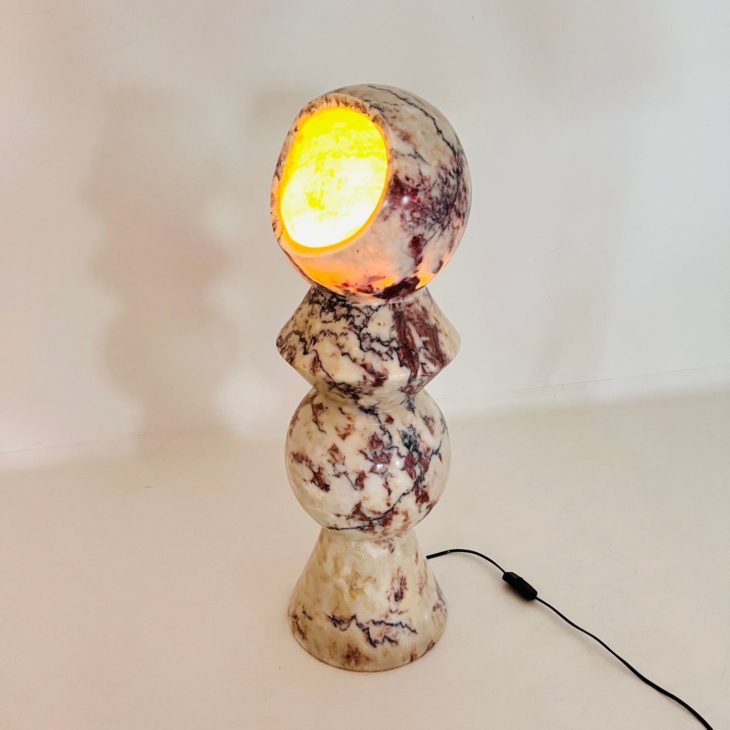 Slender Totem Table Lamp / Floor Lamp - Red & White