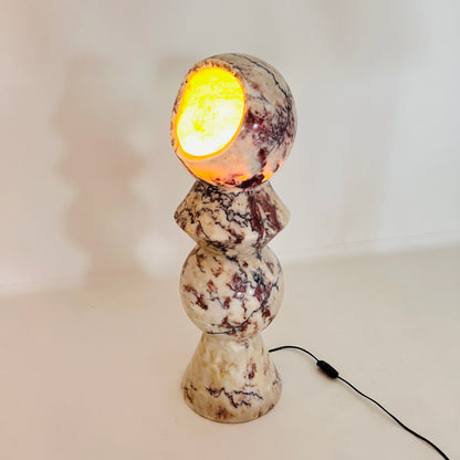 Slender Totem Table Lamp / Floor Lamp - Red & White