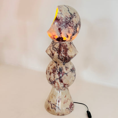 Slender Totem Table Lamp / Floor Lamp - Red & White