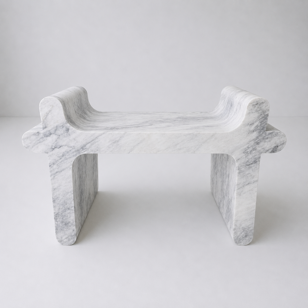 Sable Sculpt Bench - White & Gray