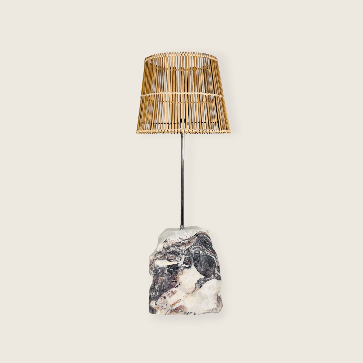Tall Stone Floor Lamp - Red & White