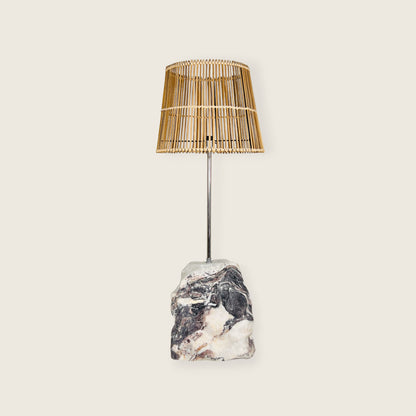 Tall Stone Floor Lamp - Red & White