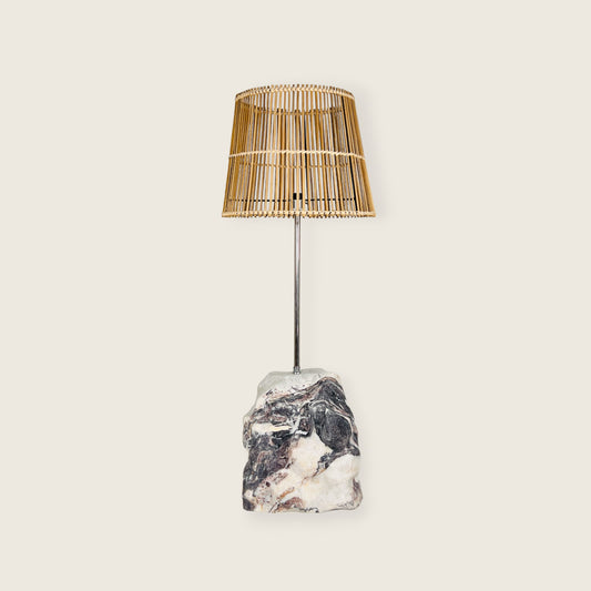 Tall Stone Floor Lamp - Red & White