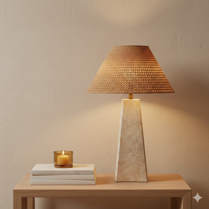 Curvilinear Table Lamp - Travertine