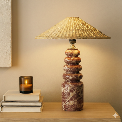 Ringed Table Lamp - Red & White