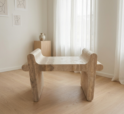 Sable Sculpt Bench - Travertine