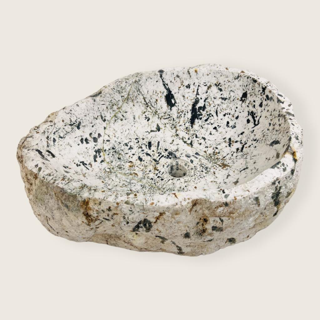 Black and Mustard Spotted River Stone Sink