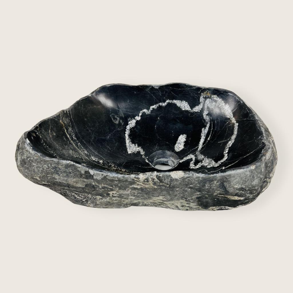 Ringed Black River Stone Sink