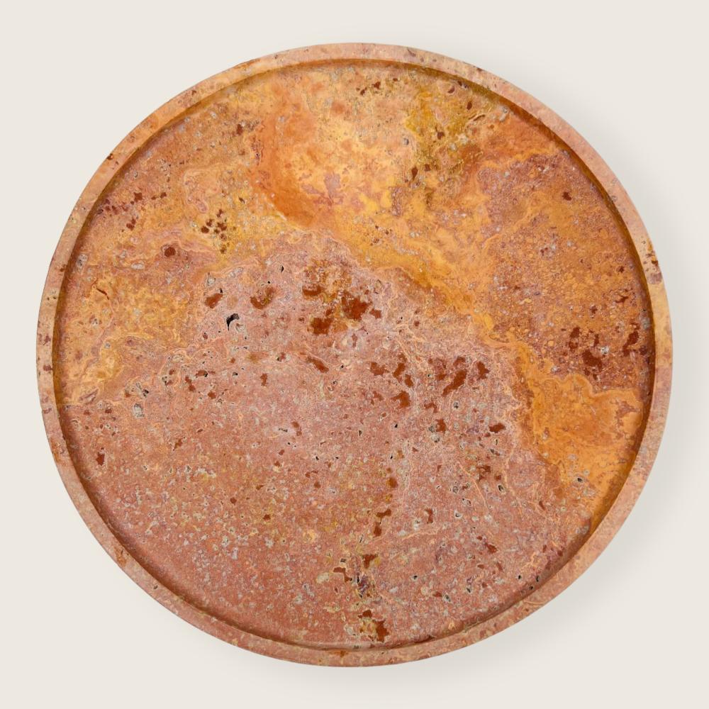 Red Marked Travertine Plate