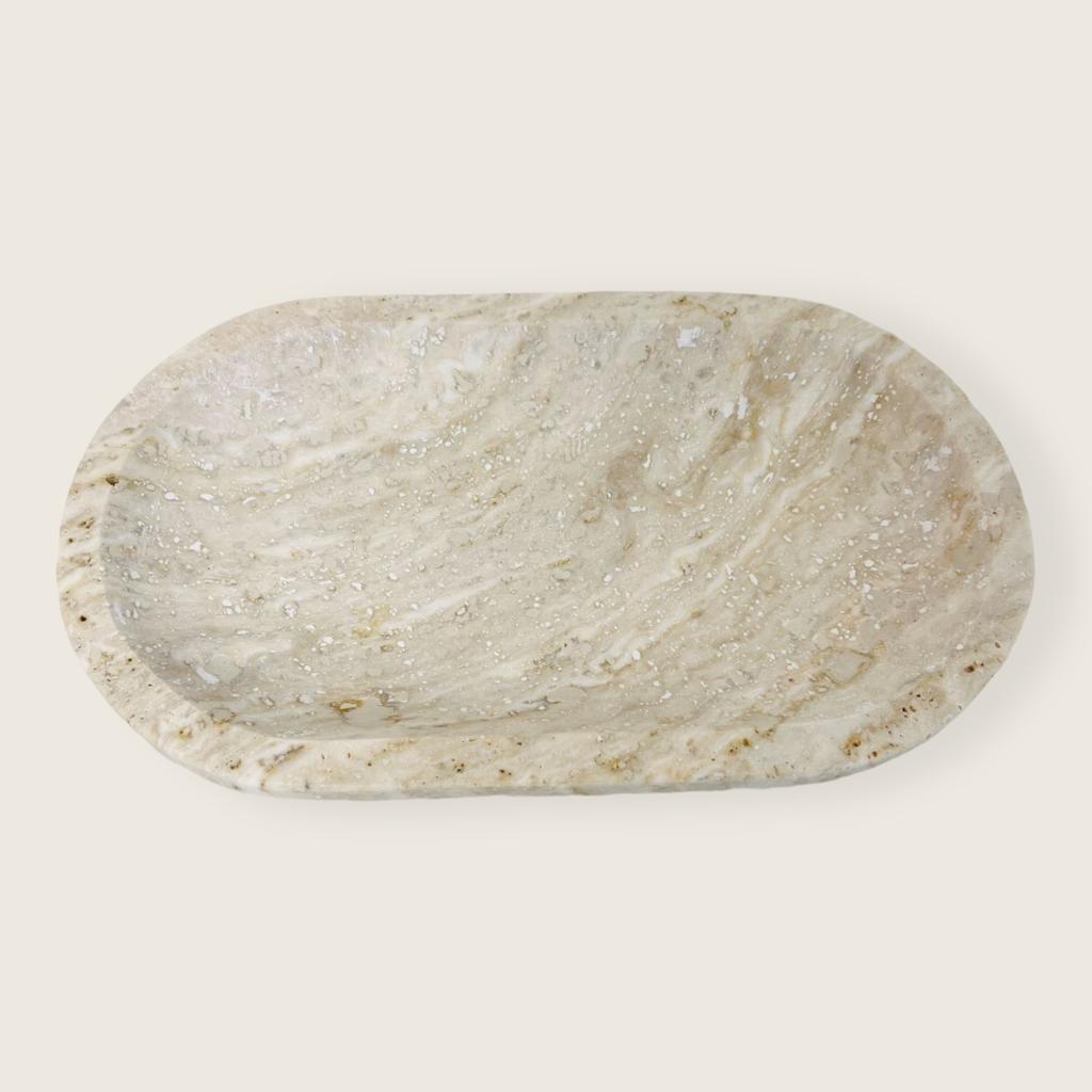 Travertine Oval Lined Tray
