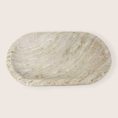Travertine Oval Lined Tray