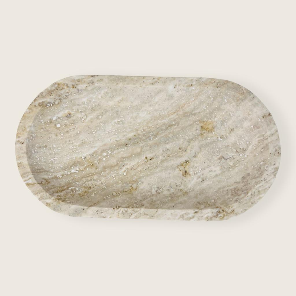 Travertine Oval Splotched Tray