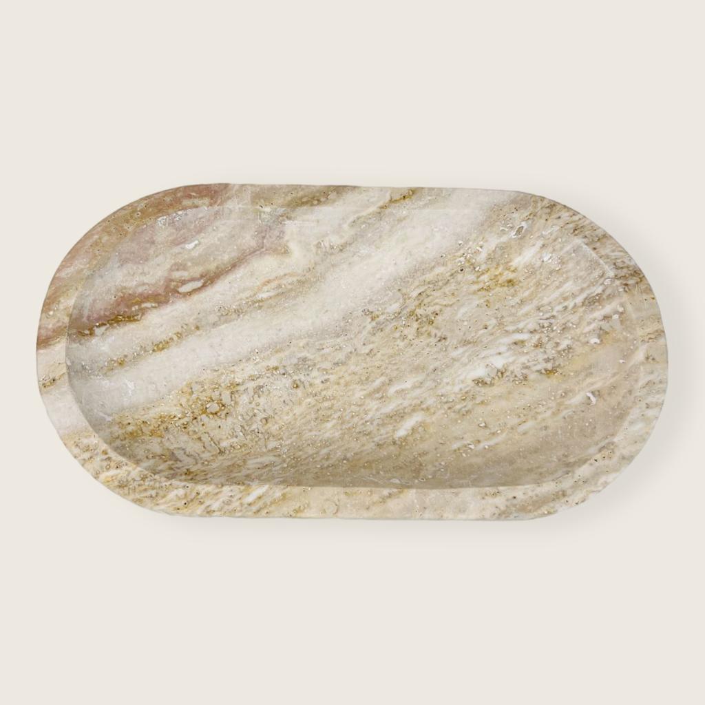 Travertine Oval Waved Tray