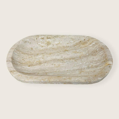 Travertine Oval Lightly Grazed Tray