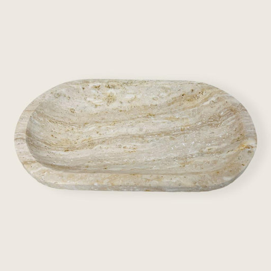 Travertine Oval Lightly Grazed Tray