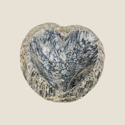 Heart Carved Grey Splashed Ash Tray - River Stone