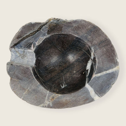 Dark Brown Lined Ash Tray - River Stone
