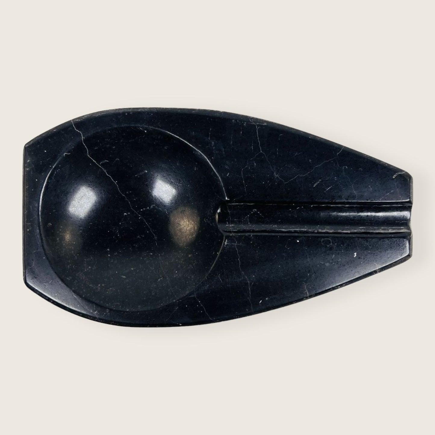 Curved Marble Ash Tray - Black