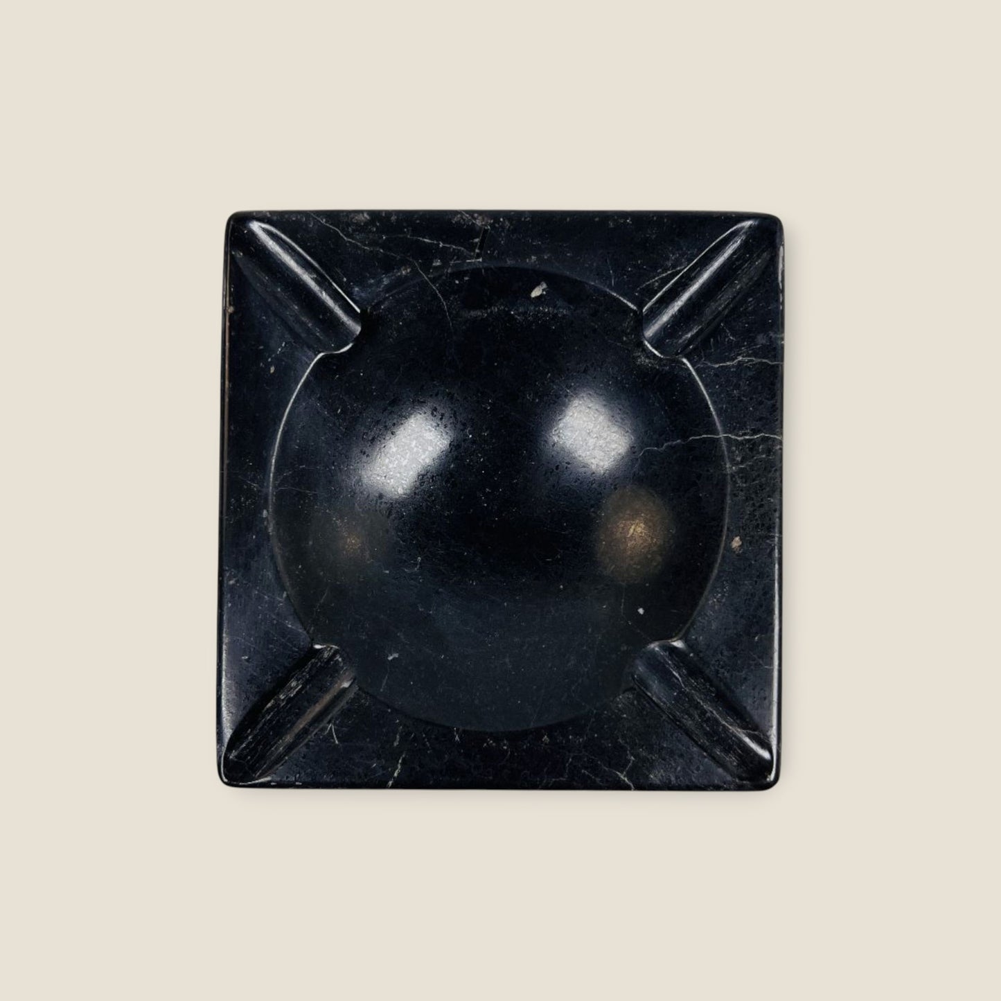 Square Marble Ash Tray - Black